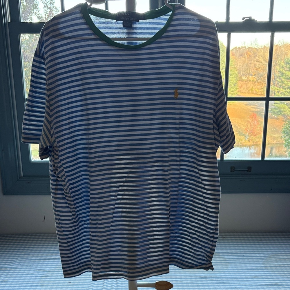 Polo Ralph Lauren Blue and White Striped Tee